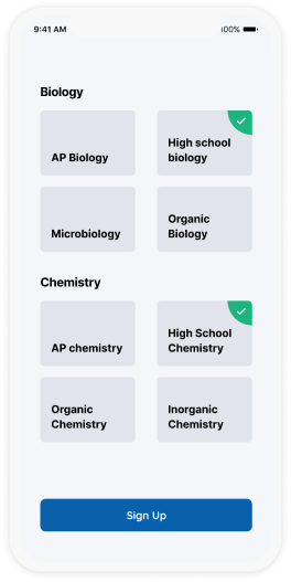list of categories of selected subject