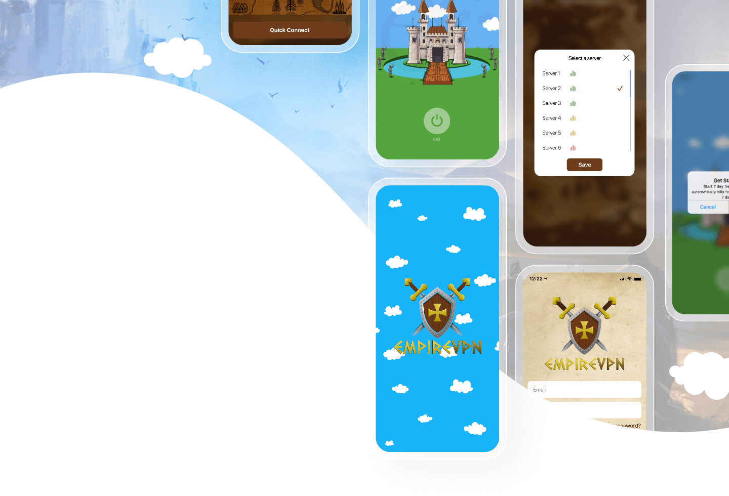 Background sreens app Empire VPN