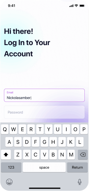 entering an email to log in