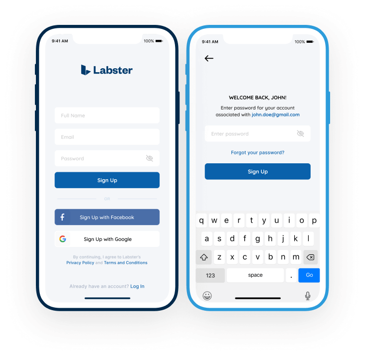 page with login fields